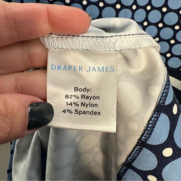 Draper James Persley Ponte Blue Polka Dot 3/4 Sleeve Dress - Picture 7 of 9
